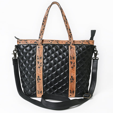 American Darling Hand-Tooled Floral Tote Bag - Quilted Western Leather Handbag