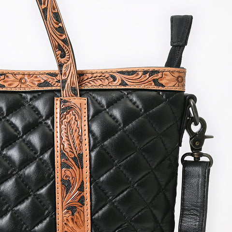 American Darling Hand-Tooled Floral Tote Bag - Quilted Western Leather Handbag