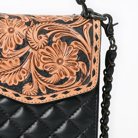 American Darling Hand Tooled Floral Cell Phone Case - Quilted Western Leather Purse