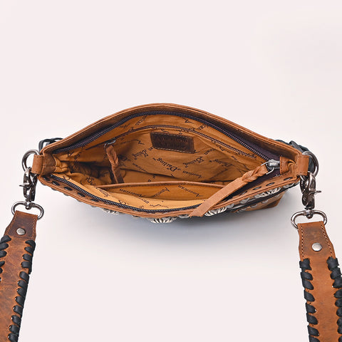 American Darling Hair-On Cowhide Cross body Bag with Fringes and Concho