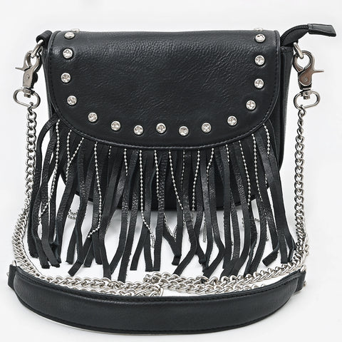 American Darling Riveted Leather Small Cross body Bag with Western Fringes