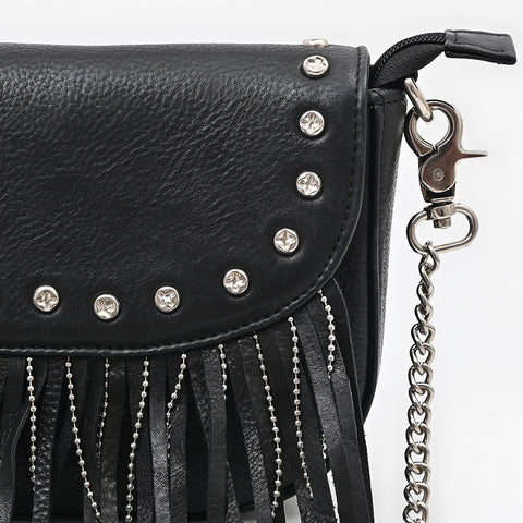 American Darling Riveted Leather Small Cross body Bag with Western Fringes