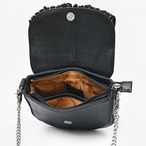 American Darling Riveted Leather Small Cross body Bag with Western Fringes