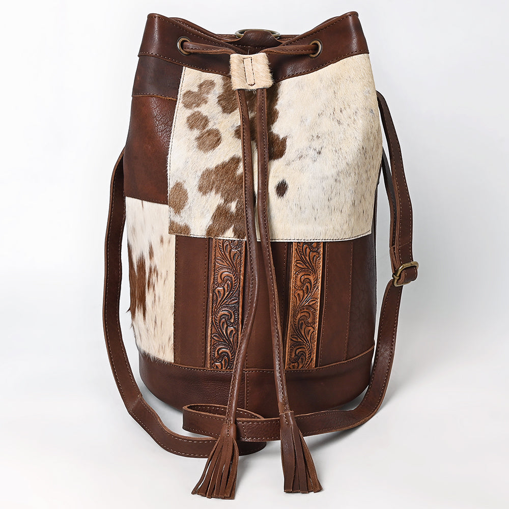 ADBGM754 Bucket Hand tooled Hair-On Genuine Western Leather Women Bag