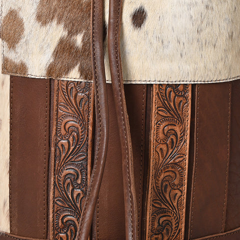 ADBGM754 Bucket Hand tooled Hair-On Genuine Western Leather Women Bag