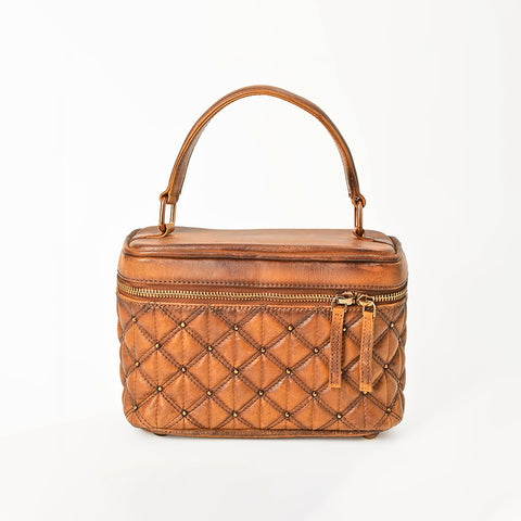 American Darling Quilted Genuine Leather Jewelery Case with Stitched Detail