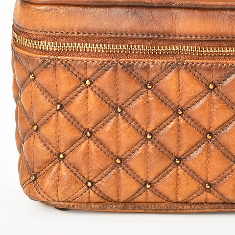 American Darling Quilted Genuine Leather Jewelery Case with Stitched Detail