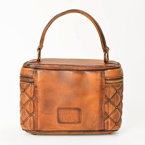 American Darling Quilted Genuine Leather Jewelery Case with Stitched Detail