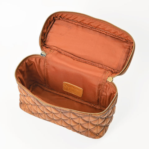 American Darling Quilted Genuine Leather Jewelery Case with Stitched Detail