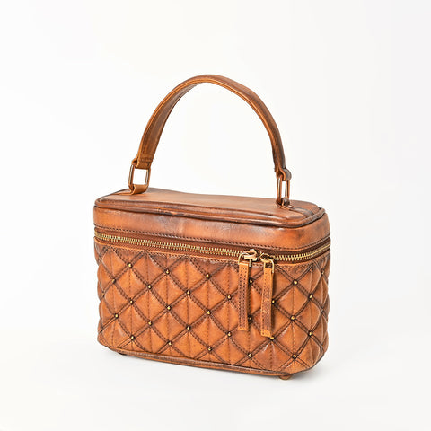 American Darling Quilted Genuine Leather Jewelery Case with Stitched Detail
