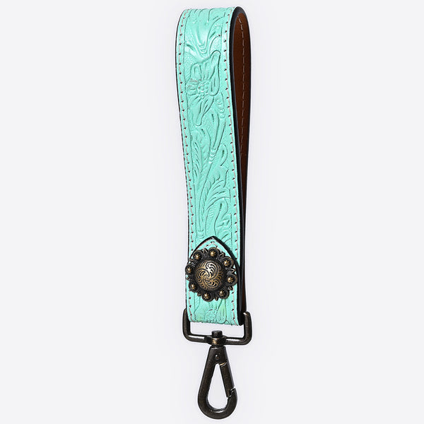 ADKR217A  Hand Tooled Genuine Leather Wristlet Key Ring
