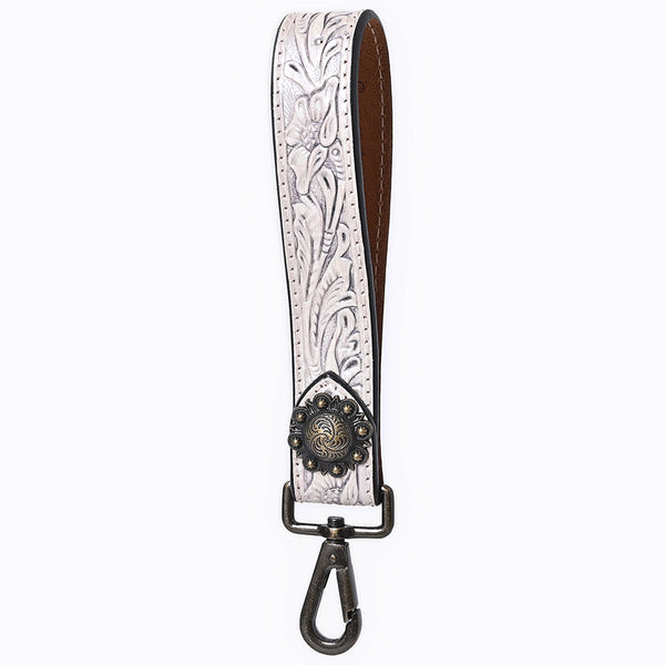 ADKR217B  Hand Tooled Genuine Leather Wristlet Key Ring