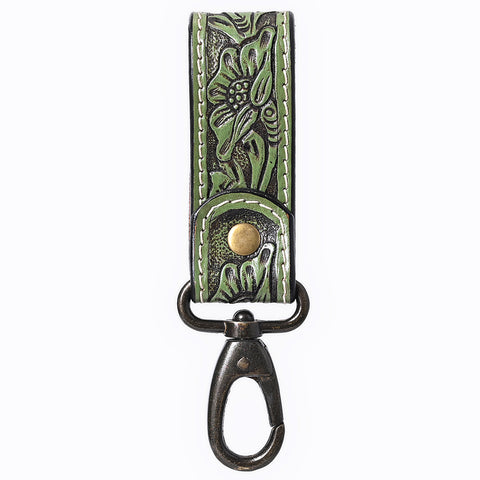 ADKR218D  Hand Tooled Genuine Leather Wristlet Key Ring