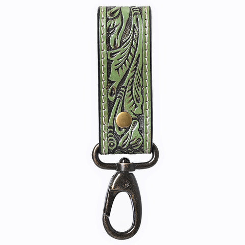 ADKR218D  Hand Tooled Genuine Leather Wristlet Key Ring