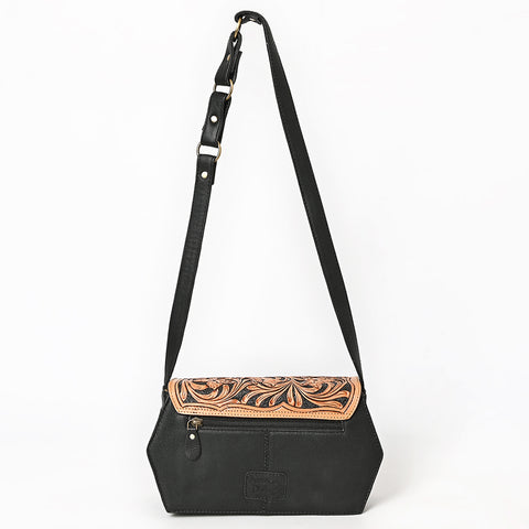 American Darling Quilted Leather Crossbody Bag-Tooled Floral Flap with Western Strap