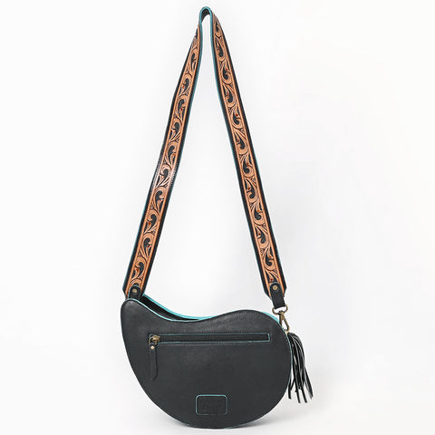 American Darling Hand Tooled Floral Carved Fringe Leather Cross body Bag