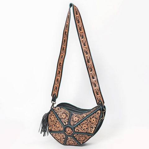 American Darling Hand Tooled Floral Carved Fringe Leather Cross body Bag
