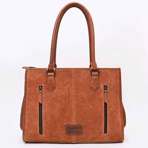 American Darling Western Tote Bag in Boot Stitched Genuine Suede and Full Grain Leather