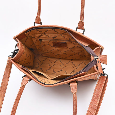 American Darling Western Tote Bag in Boot Stitched Genuine Suede and Full Grain Leather