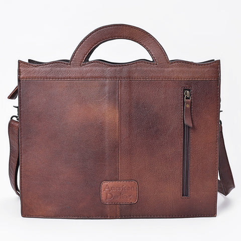 American Darling Hand Tooled Floral Carved Leather Western Briefcase Bag