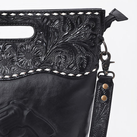American Darling Hand Tooled Floral Carved Leather Western Clutch Bag