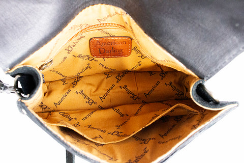 American Darling Hand Tooled Floral & Genuine Suede Western Cross body Bag
