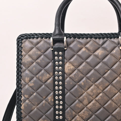 American Darling Handcrafted Quilted Leather Tote Bag with Riveted Accents