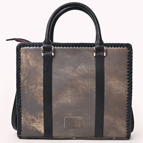 American Darling Handcrafted Quilted Leather Tote Bag with Riveted Accents