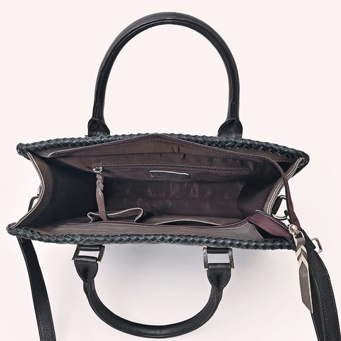 American Darling Handcrafted Quilted Leather Tote Bag with Riveted Accents