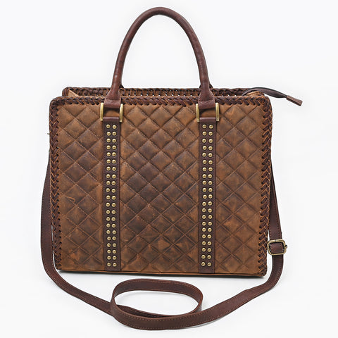 American Darling Quilted Leather Studded Tote Bag with Crossbody Strap