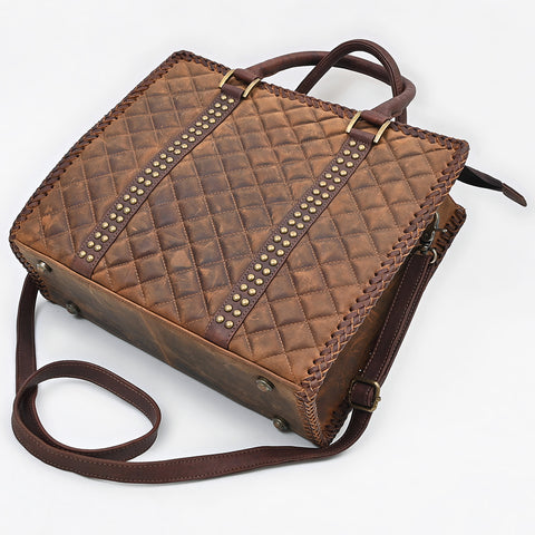 American Darling Quilted Leather Studded Tote Bag with Crossbody Strap