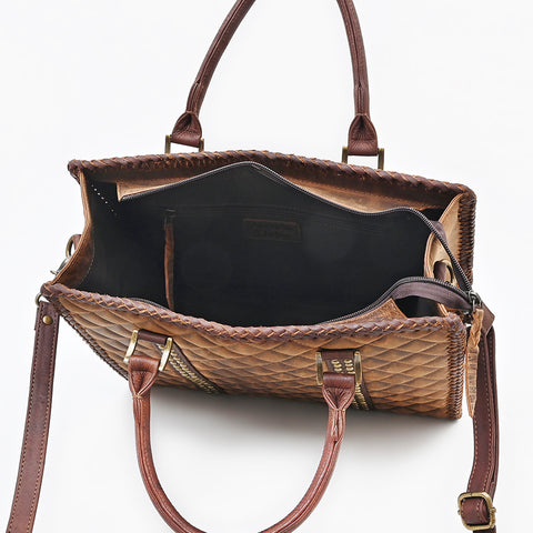 American Darling Quilted Leather Studded Tote Bag with Crossbody Strap