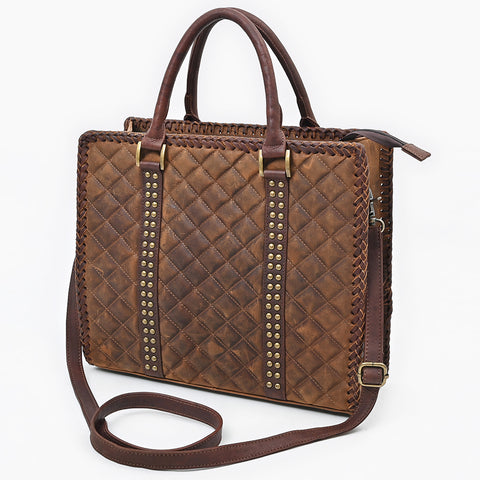 American Darling Quilted Leather Studded Tote Bag with Crossbody Strap