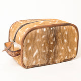 ADBG1254 Hair-On-Hide Leather Toiletry Bag - Spotted Cowhide Dopp Kit