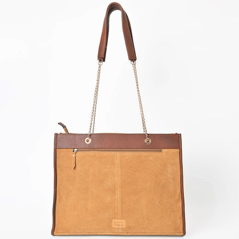 American Darling Hand Tooled Floral Leather Tote Bag with Boot Stitched Detail