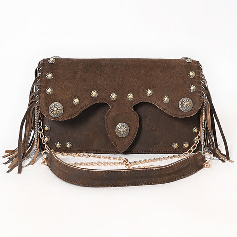 American Darling Hand Tooled Floral Carved Buck Stitched Leather Cross body Bag