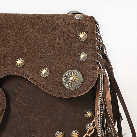 American Darling Hand Tooled Floral Carved Buck Stitched Leather Cross body Bag