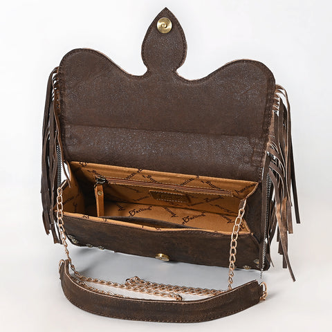 American Darling Hand Tooled Floral Carved Buck Stitched Leather Cross body Bag