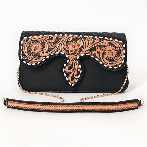 American Darling Hand Tooled Floral Carved Quilted Leather Cross body Bag