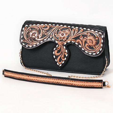 American Darling Hand Tooled Floral Carved Quilted Leather Cross body Bag