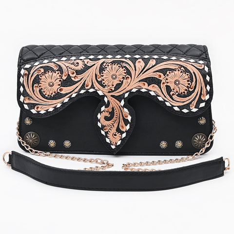 ADBGA874 American Darling Hair-On Cowhide Tooled Fringe Leather Cross body Bag
