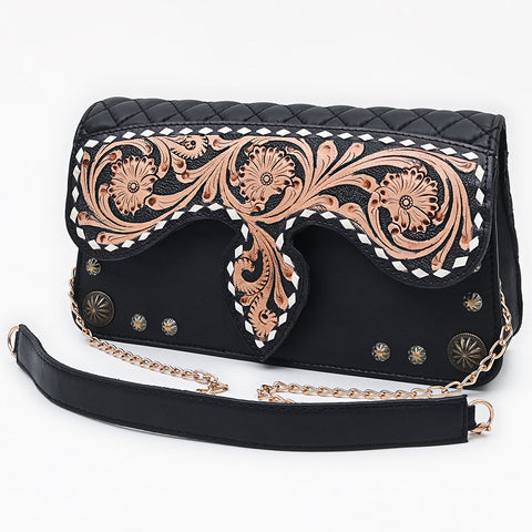 ADBGA874 American Darling Hair-On Cowhide Tooled Fringe Leather Cross body Bag