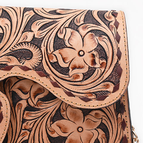 American Darling Hand Tooled Floral Carved Genuine Leather Cross body Bag