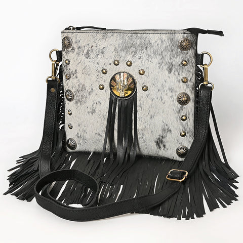 American Darling Hair-On Cowhide Genuine Leather Fringed Cross body Bag