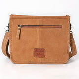 ADBG1572 Suede Fringe Crossbody - White Stitch Western Bag
