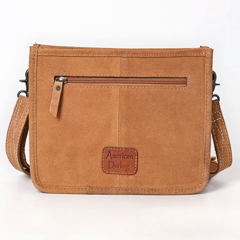 American Darling Western Genuine Suede Leather Crossbody Bag with Fringe & Buck Stitch Detailing