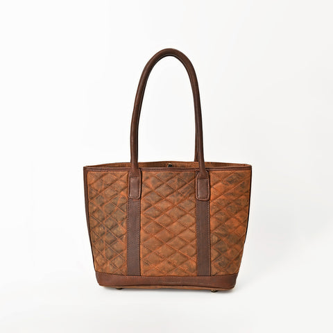 American Darling Quilted Leather Tote Bag with Hand-Stitched Details