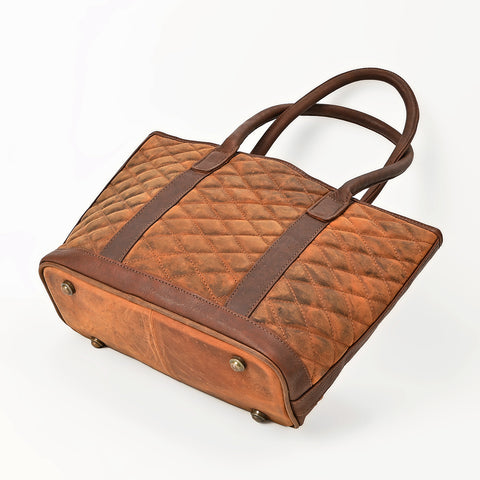 American Darling Quilted Leather Tote Bag with Hand-Stitched Details