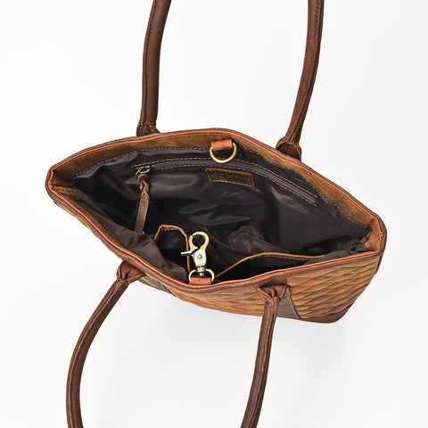 American Darling Quilted Leather Tote Bag with Hand-Stitched Details