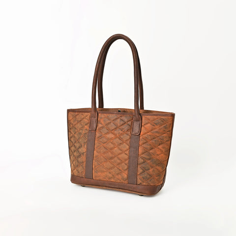 American Darling Quilted Leather Tote Bag with Hand-Stitched Details